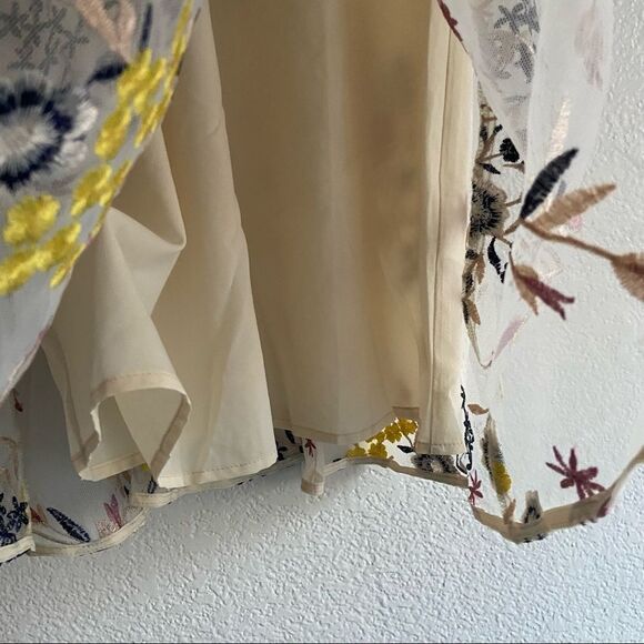 Donna Morgan V-Neck Sleeveless Blouson Back
Embroidered Mesh Dress Sz 4 yellow - Picture 8 of 13